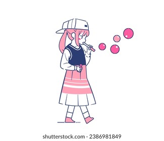 Whimsical Bubble Play in the Breeze