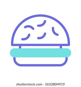 Whimsical burger illustration against a white backdrop, designed with simple lines