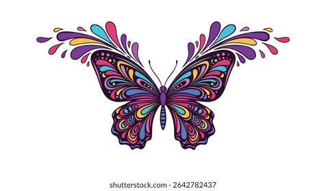 Whimsical Butterfly Art with Intricate Patterns and Vibrant Colors a Delightful Creation