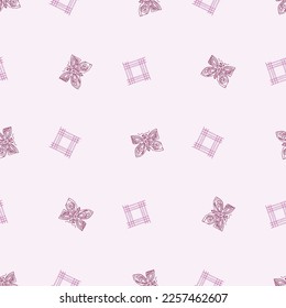 Whimsical butterfly seamless vector pattern. All over print of beautiful garden bug for viva magenta wallpaper. 