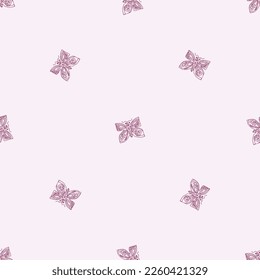 Whimsical butterfly seamless vector pattern. All over print of beautiful garden bug for viva magenta wallpaper. 