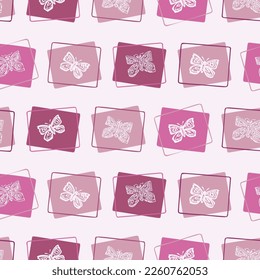 Whimsical butterfly seamless vector pattern. All over print of beautiful garden bug for viva magenta wallpaper. 