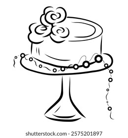 Whimsical Cake Hand drawn Illustration, Doodle for Wedding Invitations, Menu, Bridal Invites, Rehearsal Dinner, Wedding Party, Bachelorette Party, Birthday Cake, Roses