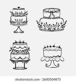 Whimsical cake hand drawn illustration doodle style