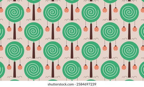 Whimsical Candy Trees Pattern design