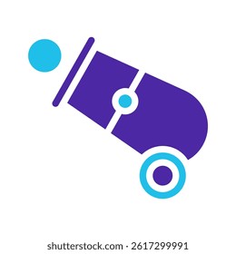 Whimsical Cannon Icon with Dynamic Ball Trajectory