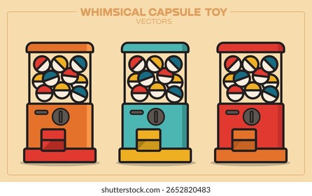 Whimsical Capsule Toy Set – Gachapon-Inspired Collectible Vectors