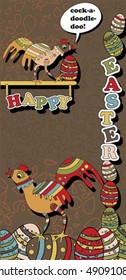 A whimsical card with two easter chickens wishing a Happy Easter
