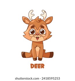 Whimsical Cartoon Baby Deer or Fawn Character With Doe-eyed Charm, Playful Innocence Radiates Through Its Soft Fur