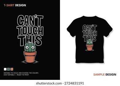 Cactus de dibujos animados caprichosos con una expresión descarada y texto en negrita.