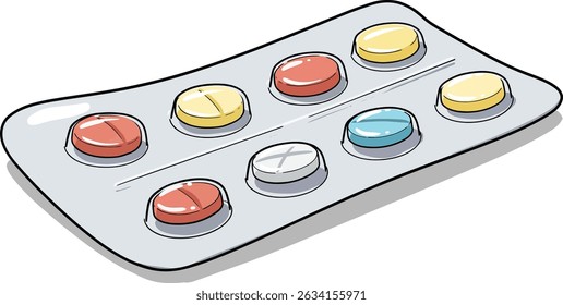 Whimsical Cartoon Contraption Dispensing Pills Innovative Medical Device Illustration