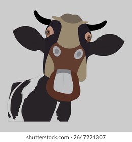 Whimsical cartoon cow illustration with exaggerated features, perfect for children's books, dairy product branding, or playful designs.