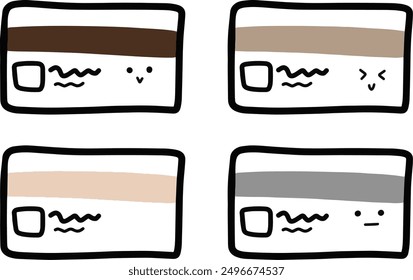 Whimsical Cartoon Credit Card Vector with Various Expressions | Cute Minimalist Art