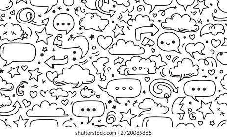 Whimsical Cartoon-Elemente in Schwarz-Weiß