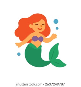 Whimsical cartoon mermaid among bubbles illustration design element