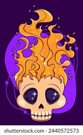 Whimsical cartoon skulls with cute decorations, perfect for Halloween. 
Playful cute and spooky crossbones and skull. Ancient bones, death symbol. 