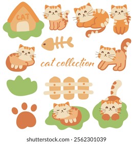 Whimsical Cat Collection Illustration .