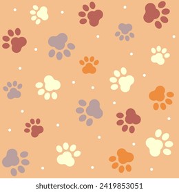 Whimsical Cat and dog Paw print Pattern Adorable Feline Prints for Your Creative Delight