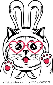 Whimsical Cat with Glasses: A Fun and Charming Illustration