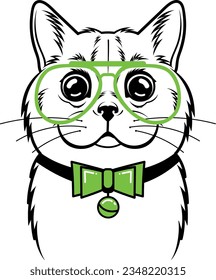 Whimsical Cat with Glasses: A Fun and Charming Illustration