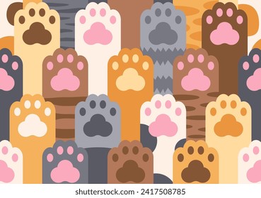 Whimsical Cat Paw seamless Pattern Adorable Feline Prints for Your Creative Delight