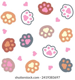 Whimsical Cat Paw seamless pattern Adorable Feline Prints for Your Creative Delight