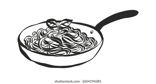 Caprichoso giz rabisca de massa. Ícone sarcástico de espaguete e macarrão em estilo crayon. Crayon desenho para menus e convites. La dolce vita ilustração vetor italiano