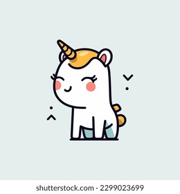 A whimsical and charming logo illustration featuring a cute kawaii unicorn, perfect for a children's brand or a magical-themed product