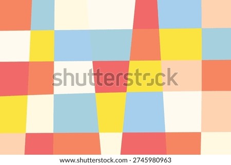 Whimsical checkerboard design using bright blue, yellow, and red shades colors abstract pattern.