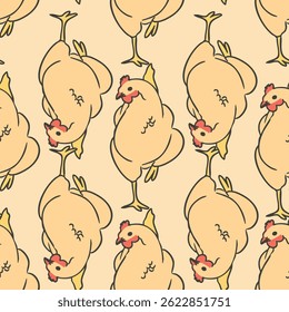 Whimsical Chicken and Rooster Vector Seamless Pattern for Farm Inspired Projects