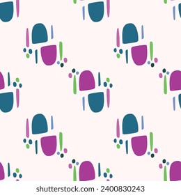 Weiße Kinder geometrische Vektorgrafik nahtlos Muster für verspielten doodle Blog Hintergrund. Swatch of kids art geo allover Stoff für süße grobe Tapete-Illustration. 