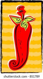 Whimsical Chili Pepper in Color