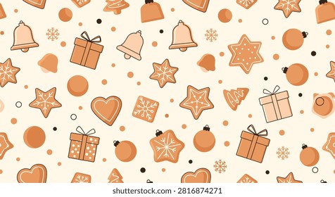 Whimsical christmas gingerbread cookie pattern design for holiday celebrations and festive occasions