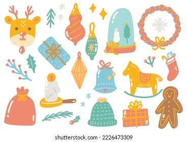 Whimsical Christmas Icons Collection | Hand-Drawn Festive Holiday Elements in Vector Illustration