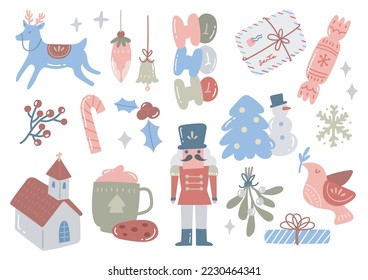 Whimsical Christmas Icons Collection | Hand-Drawn Festive Holiday Elements in Vector Illustration