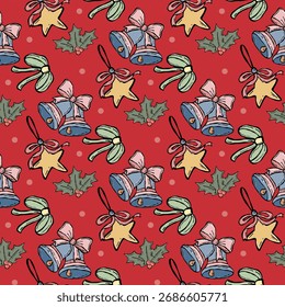 Patrón de Navidades caprichosas Fondo sin fisuras Doodle Arte ondulado Lindo Dibujado a mano Festiva Textil e ilustración de invierno Textura decorativa festiva y juguetona