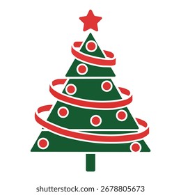 Whimsical Christmas Tree Composed of Multicolored Hearts with Red Star