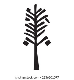 El diseño de invierno impreso a mano en un árbol de Navidad caprichoso. 