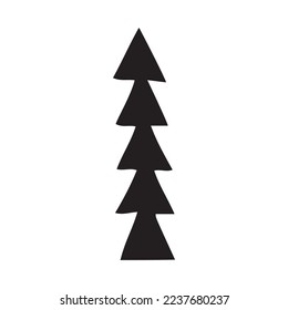 Whimsical Christmas tree hand drawn block print winter design. 