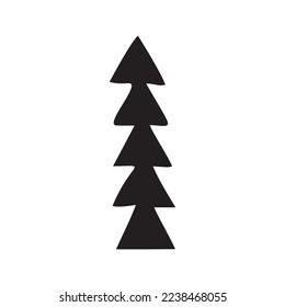 Whimsical Christmas tree hand drawn block print winter design. 