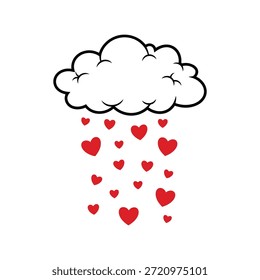 Whimsical cloud raining hearts illustration Vector