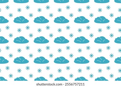 Whimsical cloud and star pattern design perfect for fabric or wallpaper