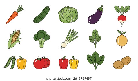A whimsical collection of freshly illustrated vegetables for culinary inspiration and healthy eating
