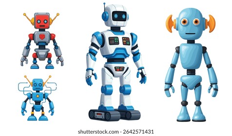 Whimsical Collection of Robotic Characters A Diverse Assembly of Colorful Automatons and Ingenious Machines