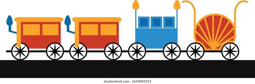 A whimsical and colorful cartoon train