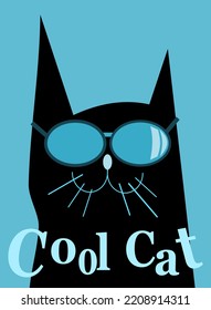 Whimsical cool cat with sunglasses