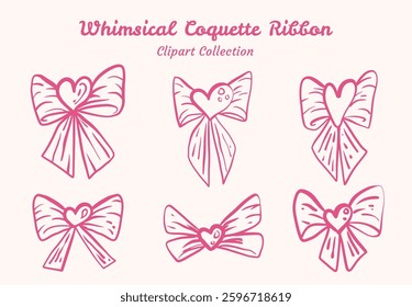 Whimsical Coquette Bow Illustration Elegant and Playful Style For Fashion and Feminine Designs