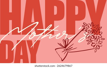 Whimsical and coquette Mother's Day banner with floral illustrations, elegant typography, and soft pastel colors, perfect for celebrating mom's special day.