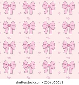 Whimsical Coquette Valentine's Ribbon Bow Seamless Pattern, Valentine's Ribbon Bow,Printable Repeat Digital Paper Background