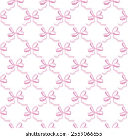 Whimsical Coquette Valentine's Ribbon Bow Seamless Pattern, Valentine's Ribbon Bow,Printable Repeat Digital Paper Background